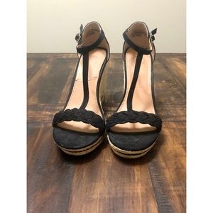 Black braided wedges